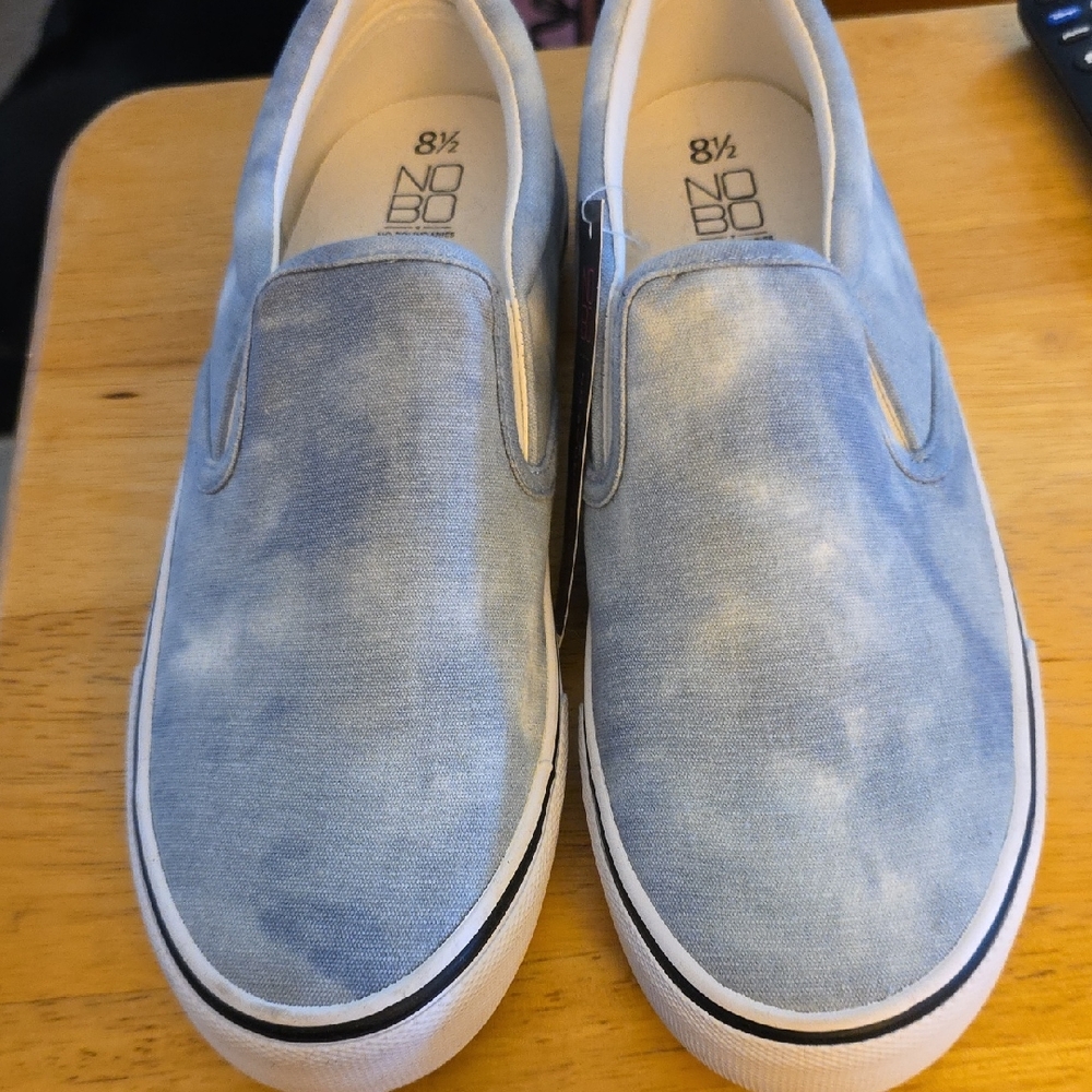 NOBO Blue Canvas Sneakers with Elastic Panels With Memory Foam